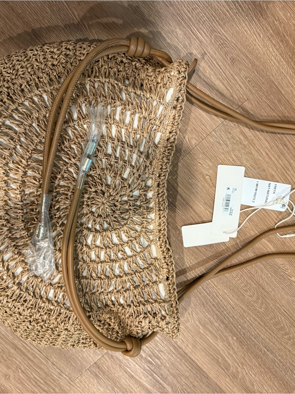 Dolce Vita Freya Tan Woven Crescent Raffia Bag - Picture 5 of 8